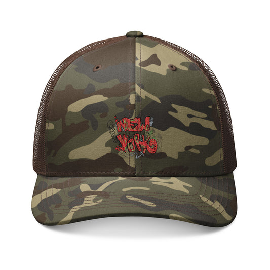 Camouflage Trucker Hat with Embroidered Design - Stylish Outdoor Cap for Adventure Lovers