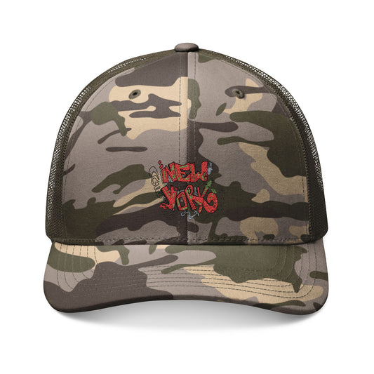 Camouflage Trucker Hat with Embroidered Design - Stylish Outdoor Cap for Adventure Lovers